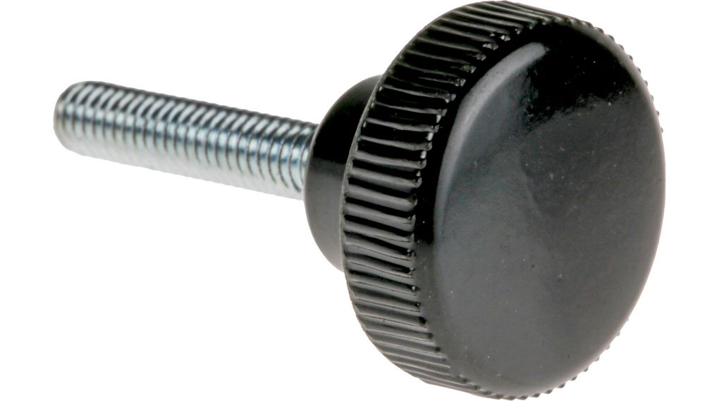 Knurled Clamping Knob, Screw-In, M4, Black, Pack of 10 pieces